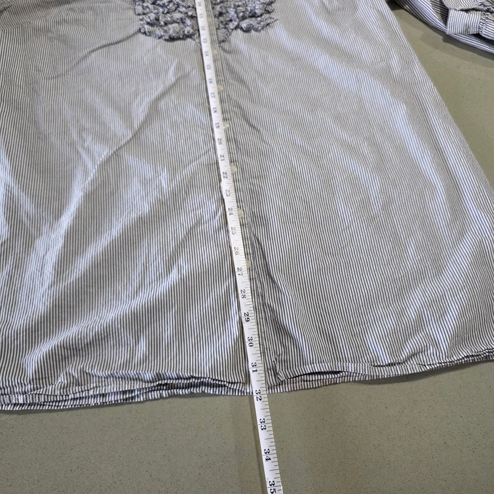 Lane Bryant Blue White Striped Ruffle Bib Tunic Shirt 100% Cotton Plus 18/20W - Picture 6 of 10